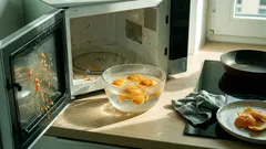 Mikrowelle in wenigen Minuten wieder frisch – der Orangenschalen-Trick